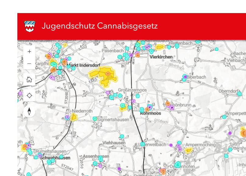 Übersichtskarte zum Cannabisgesetz, Landkreis Dachau