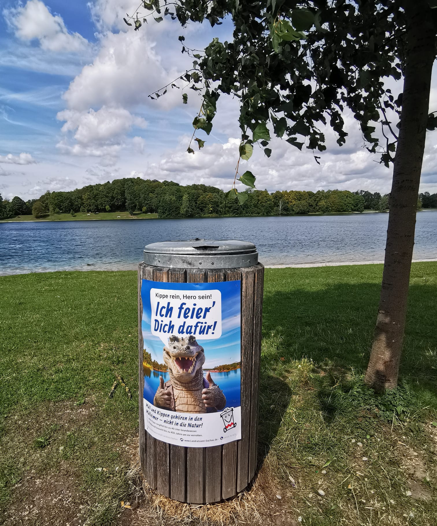 Kippen rein - Hero sein! Kampagne der Kommunalen Abfallwirtschaft am Karlsfelder See