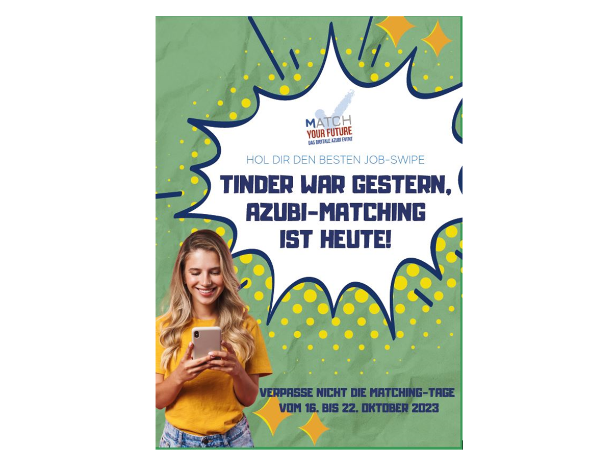 Plakat mit Informationen zur Veranstaltung #matchyourfuture