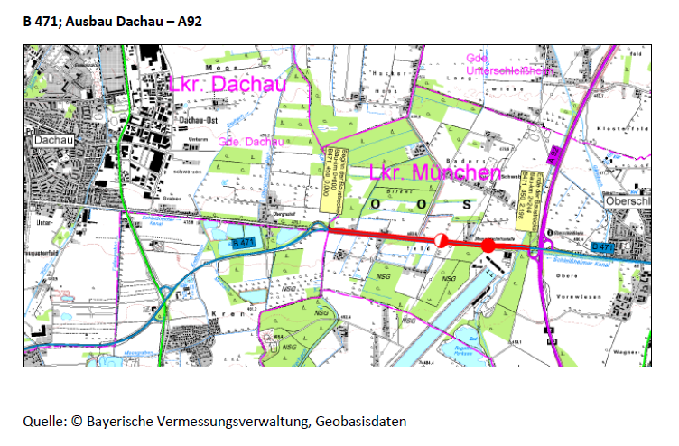 B471, Ausbau Dachau - A92