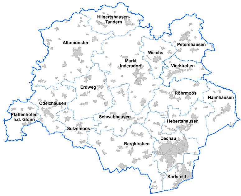 Übersichtskarte Landkreis Dachau Landkreis Dachau