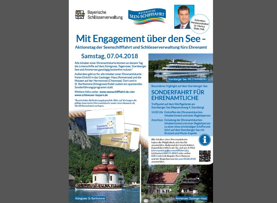 Mit Engagement über den See – Aktionstag der Seenschifffahrt und Schlösserverwaltung fürs Ehrenamt 