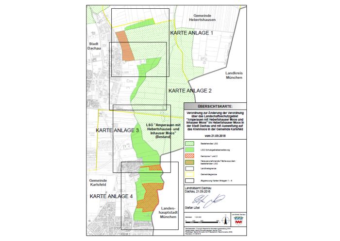 Änderung und Erweiterung des Landschaftsschutzgebietes im Hebertshauser Moos und Krenmoos in Dachau und Karlsfeld tritt in Kraft