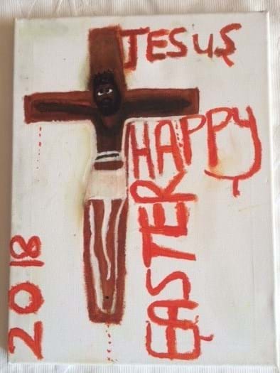 Kreuz mit den Worten: 2018 Happy Easter