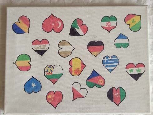 Herzen in den Farben verschiedenen Flaggen