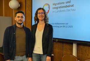 Ahmad Navid, Sprecher des Migrations- und Integrationsbeirats und Julia Meßmer, MiMi-Landesprojektkoordinatorin