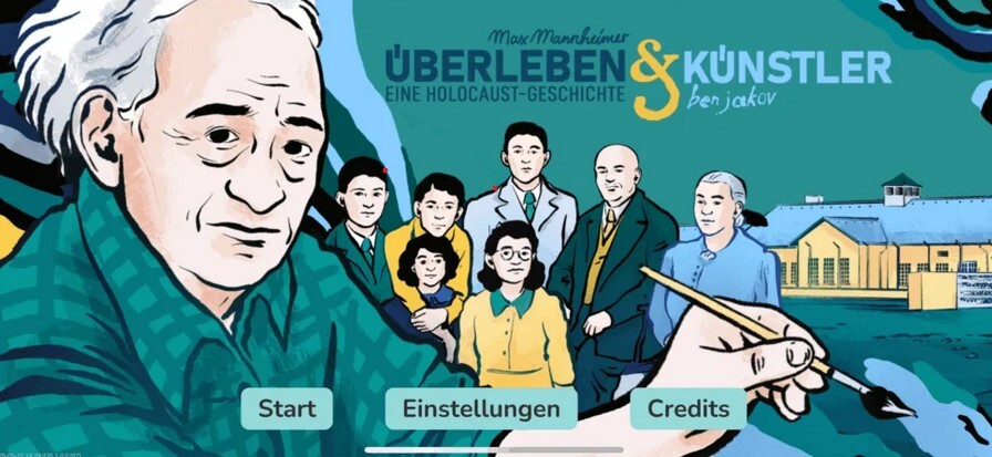 Plakat: Die digitale Visual Novel „Max Mannheimer – ben jakov – Eine Holocaust-Geschichte“