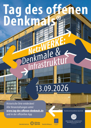 Plakat 2026 zum Motto „NetzWERKE: Denkmale & Infrastruktur