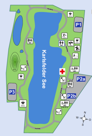 Bild vergr&ouml;&szlig;ern: Übersicht der Parkmöglichkeiten am Karlsfelder See