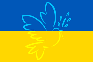 Friedenstaube auf der Ukrainischen Flagge