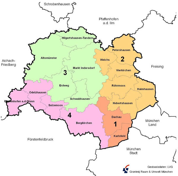 Bild vergr&ouml;&szlig;ern: Karte mit Darstellung der Gebiete des Projektes "Zwischen Dorf und Metropole"