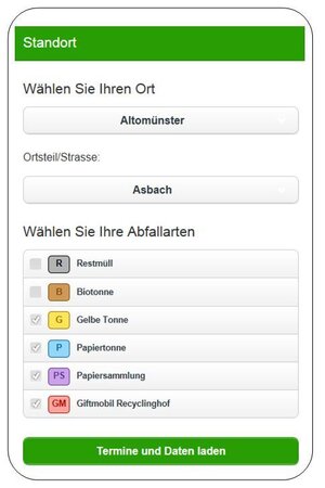 Bild vergr&ouml;&szlig;ern: Ansicht Abfall-App